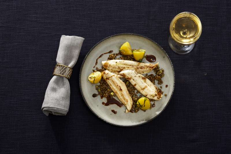 Seezungenfilets mit Linsen & Estragonkartoffeln Seezungenfilets mit Linsen & Estragonkartoffeln