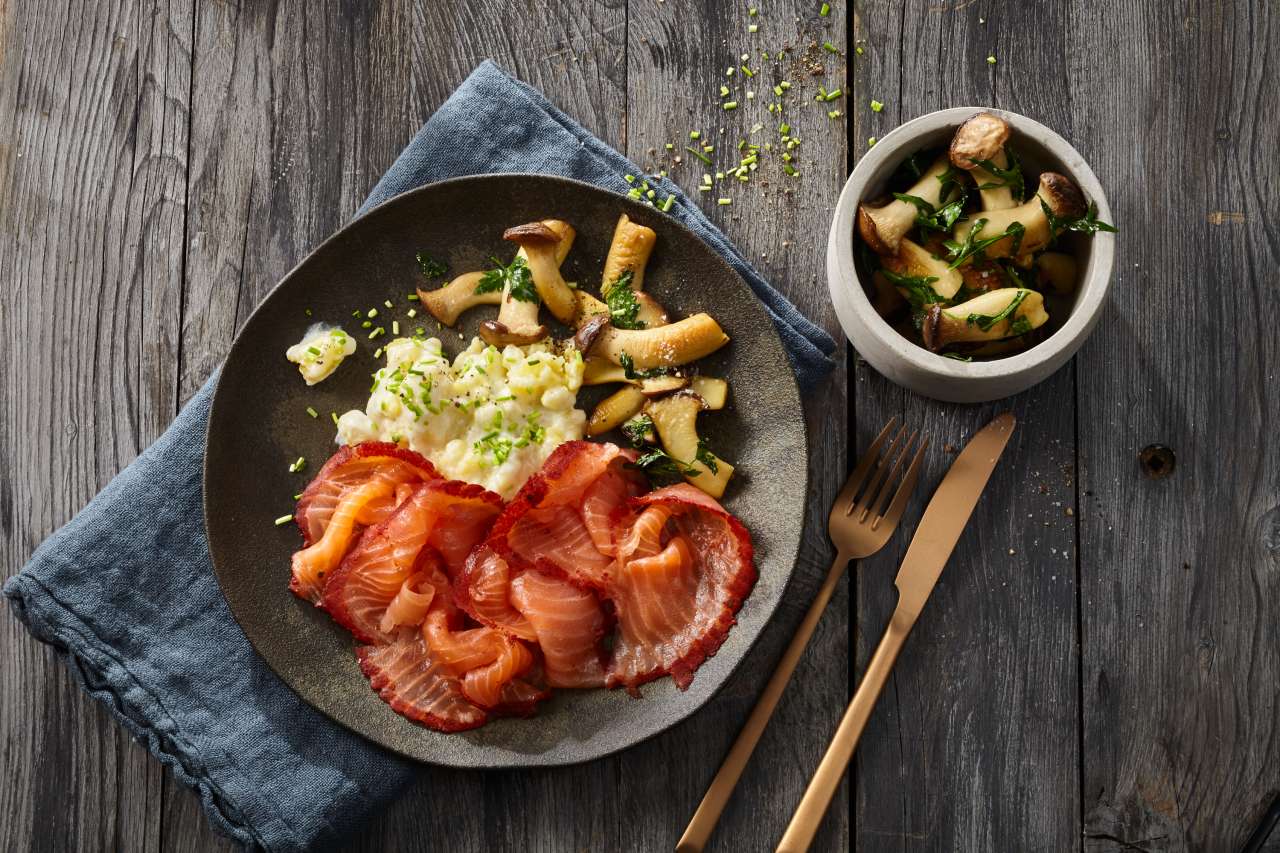 Rezept: Kelte mit Béchamelkartoffeln & Pilzen