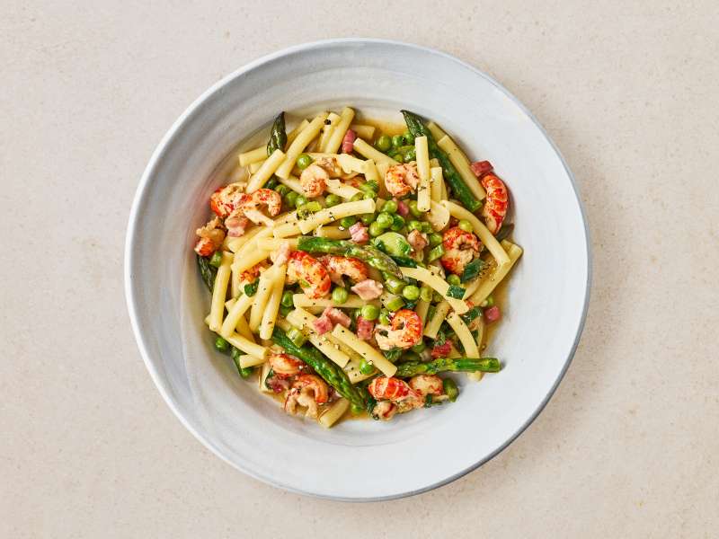 Pasta mit Flusskrebsen und Spargel