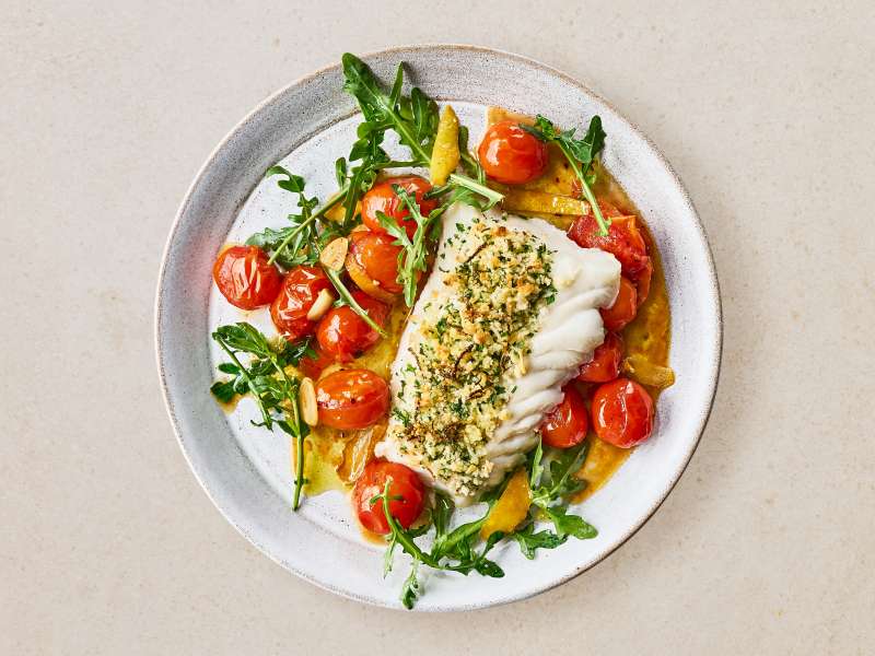 Kabeljau mit Parmesan-Zitronen-Crunch 