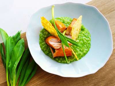 Stremellachs mit Bärlauch-Risotto