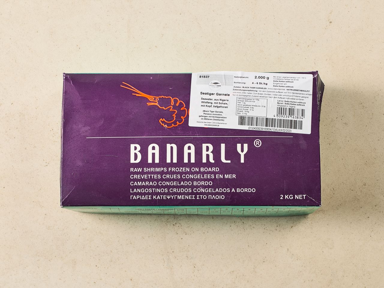 Sea Tiger Garnelen · 8-12 Stück · 2kg Sea Tiger Garnelen · 8-12 Stück · 2kg