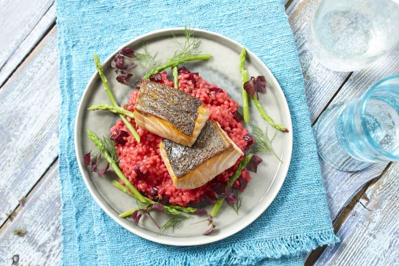 Färöer Lachs auf Rote-Bete-Risotto