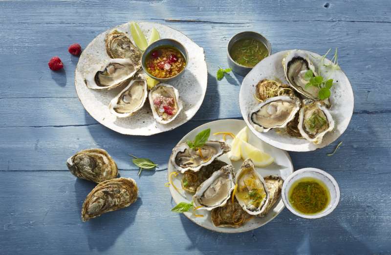 Austern mit Vinaigrette-Trio