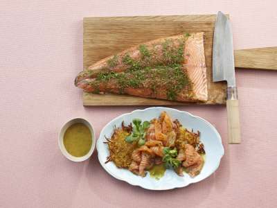 Graved Lachs mit Honig-Senf-Sauce Graved Lachs mit Honig-Senf-Sauce