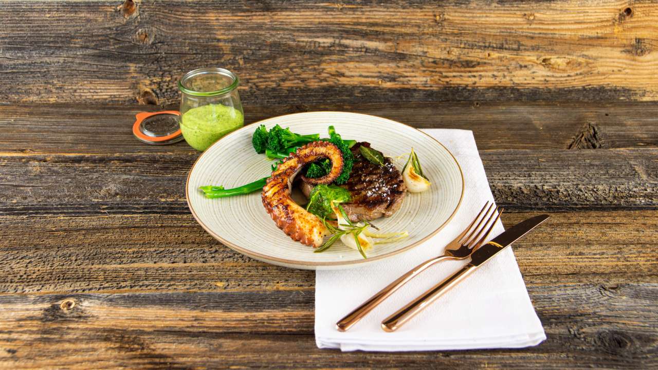 Rezept: Surf & Turf mit Pulpo Rezept: Surf & Turf mit Pulpo