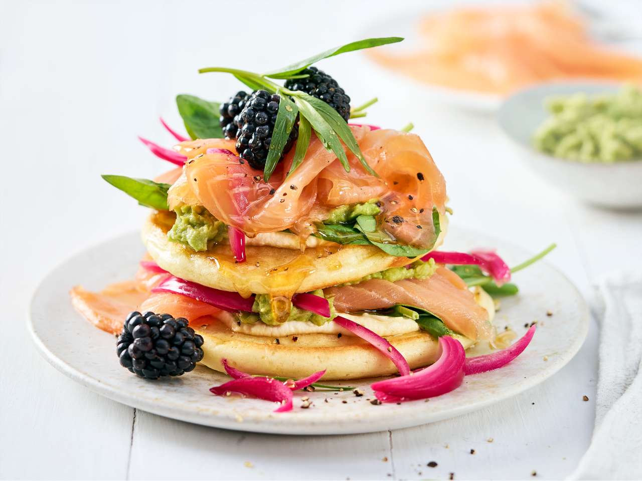 Rezept: Pancakes mit Räucherlachs Rezept: Pancakes mit Räucherlachs