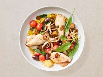 Calamaretti mit Wassermelone und Kapern