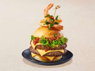 Surf & Turf Burger mit Garnelen 