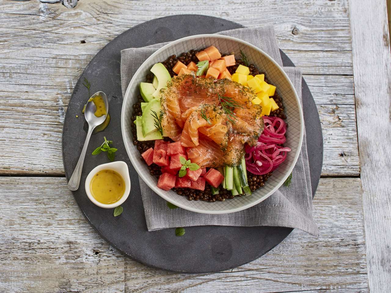 Rezept: Pokébowl mit Graved Lachs Rezept: Pokébowl mit Graved Lachs