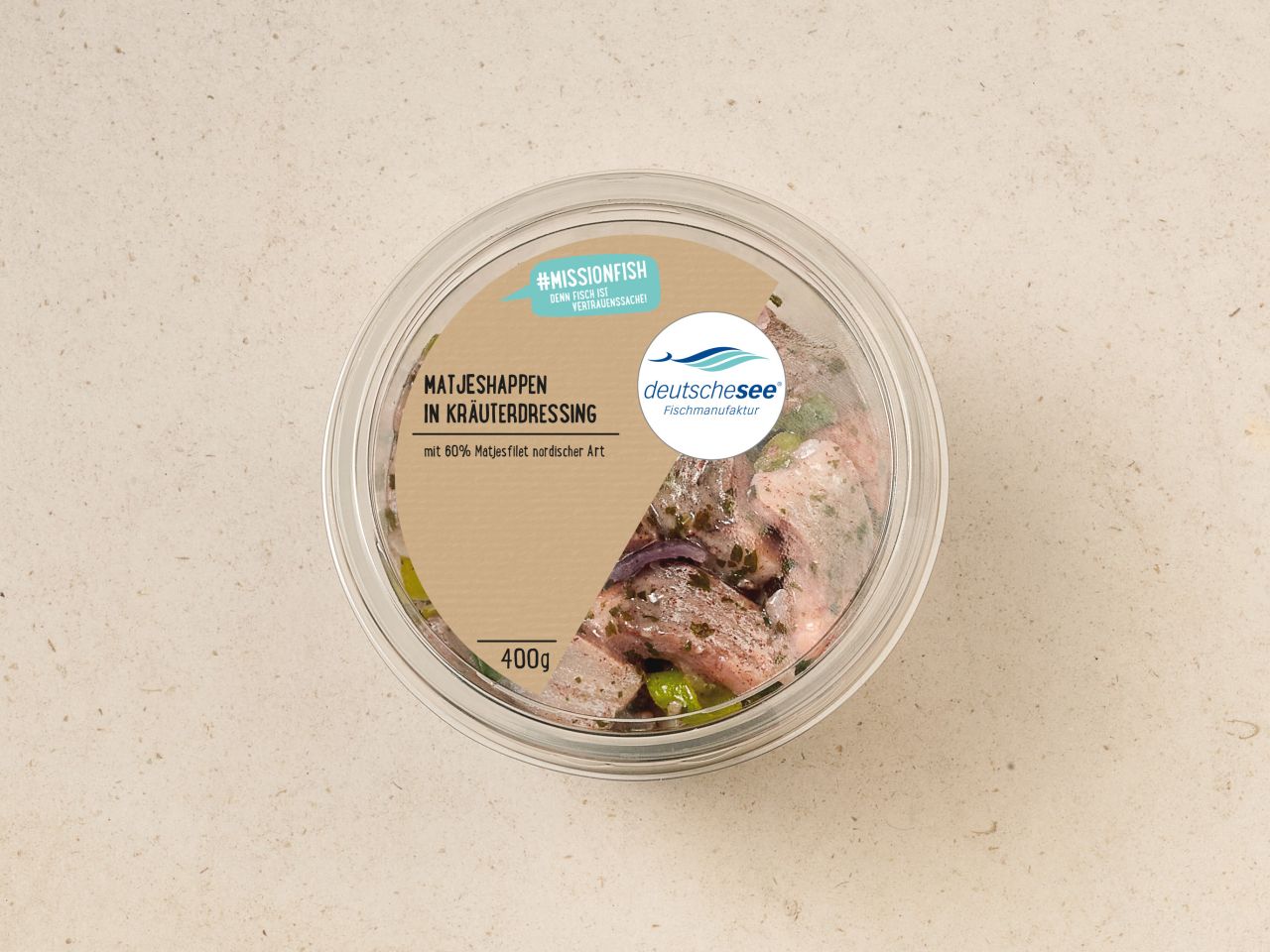 Matjeshappen in Kräuterdressing · 400g Matjeshappen in Kräuterdressing · 400g